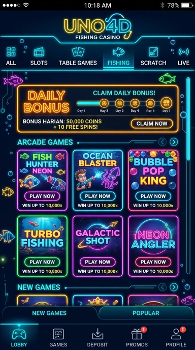 Cuplikan layar menu unduhan uno4d untuk perangkat Android